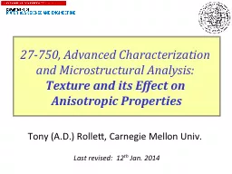 1 27-750, Advanced Characterization and Microstructural Ana