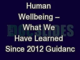 Human Wellbeing – What We Have Learned Since 2012 Guidanc