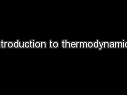 Introduction to thermodynamics