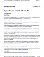 Repeat offenders anklets to detect alcohol By Craig Gu