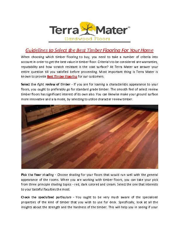 Guidelines to Select the Best Timber Flooring For Your Home