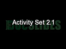 Activity Set 2.1