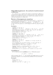 Math  Supplement the method of undetermined coecients
