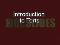 Introduction to Torts: