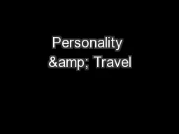 Personality & Travel