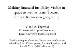 Making financial instability visible in space as well as ti