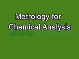 Metrology for Chemical Analysis