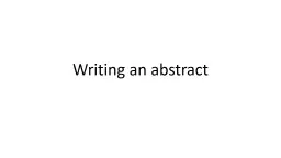 Writing an abstract