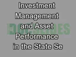 Investment Management and Asset Performance in the State Se