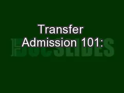 Transfer Admission 101: