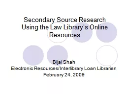Secondary Source Research Using the Law Library’s Online
