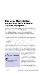 The Joint Commission Announces  National Patient Safet