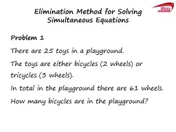 Elimination Method for Solving Simultaneous Equations