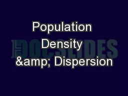 Population Density & Dispersion
