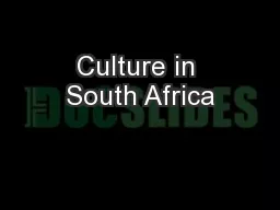 Culture in South Africa