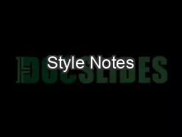 Style Notes