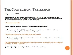 The Conclusion: The basics