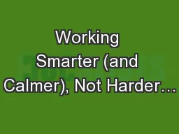 Working Smarter (and Calmer), Not Harder…