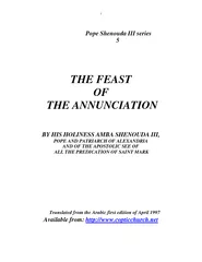 Pope Shenouda III series  THE FEAST OF THE ANNUNCIATIO
