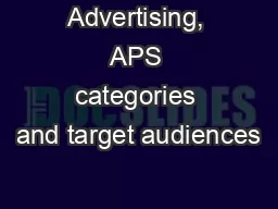 Advertising, APS categories and target audiences