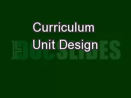 Curriculum Unit Design