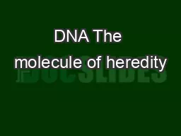 DNA The molecule of heredity