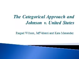 The Categorical Approach and Johnson v. United States