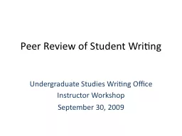 Peer Review of Student Writing