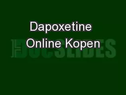 Dapoxetine Online Kopen