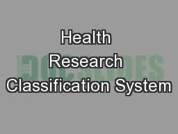 Health Research Classification System