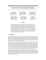 InNetwork PCA and Anomaly Detection Ling Huang Univers