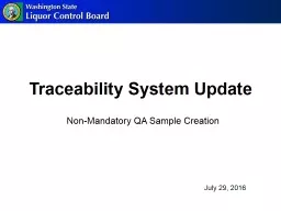 Traceability System Update