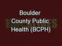 Boulder County Public Health (BCPH)