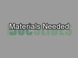 Materials Needed