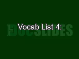 Vocab List 4: