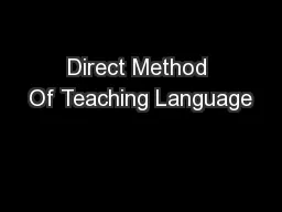 Direct Method Of Teaching Language