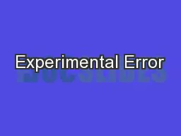 Experimental Error