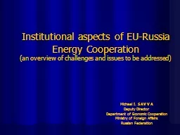 Institutional aspects of EU-Russia Energy Cooperation