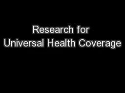 Research for Universal Health Coverage