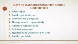 Parts of standard unmodified opinion audit report