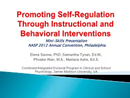 Promoting Self-Regulation Through Instructional and Behavio