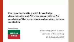 On communicating with knowledge disseminators at African un