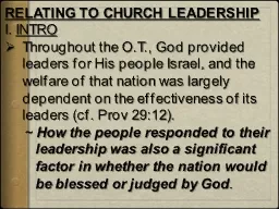 RELATING TO CHURCH LEADERSHIP