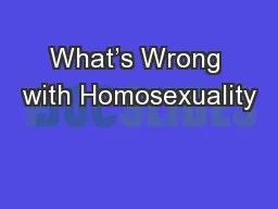 What’s Wrong with Homosexuality