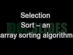 Selection Sort – an array sorting algorithm