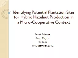 Identifying Potential Plantation Sites for Hybrid Hazelnut