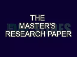 THE MASTER'S RESEARCH PAPER