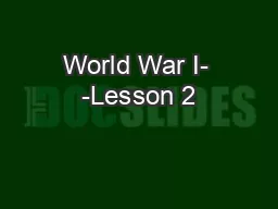 World War I- -Lesson 2