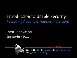 Introduction to Usable Security