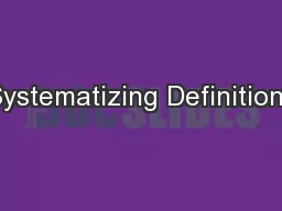 Systematizing Definitions